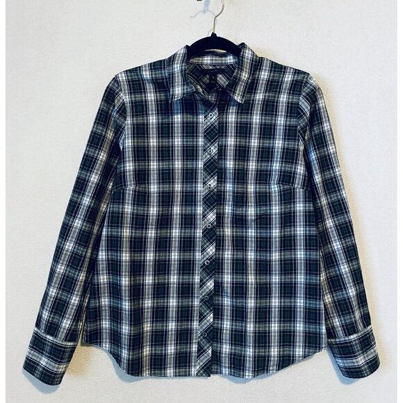 J Crew Top Womens 10 Tartan Plaid Perfect Shirt Long Sleeve Button Up Preppy - Picture 1 of 8